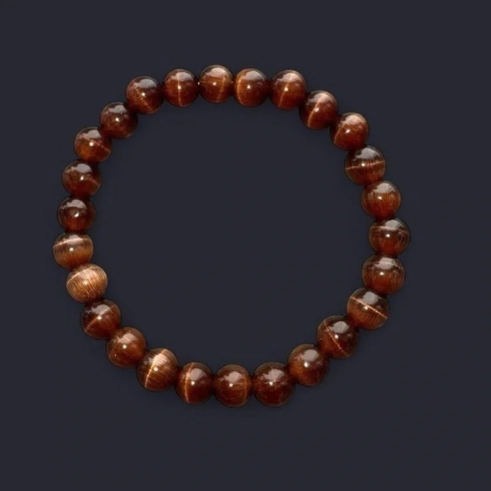 Brown Cat Eye Glass Bead Bracelet 7mm